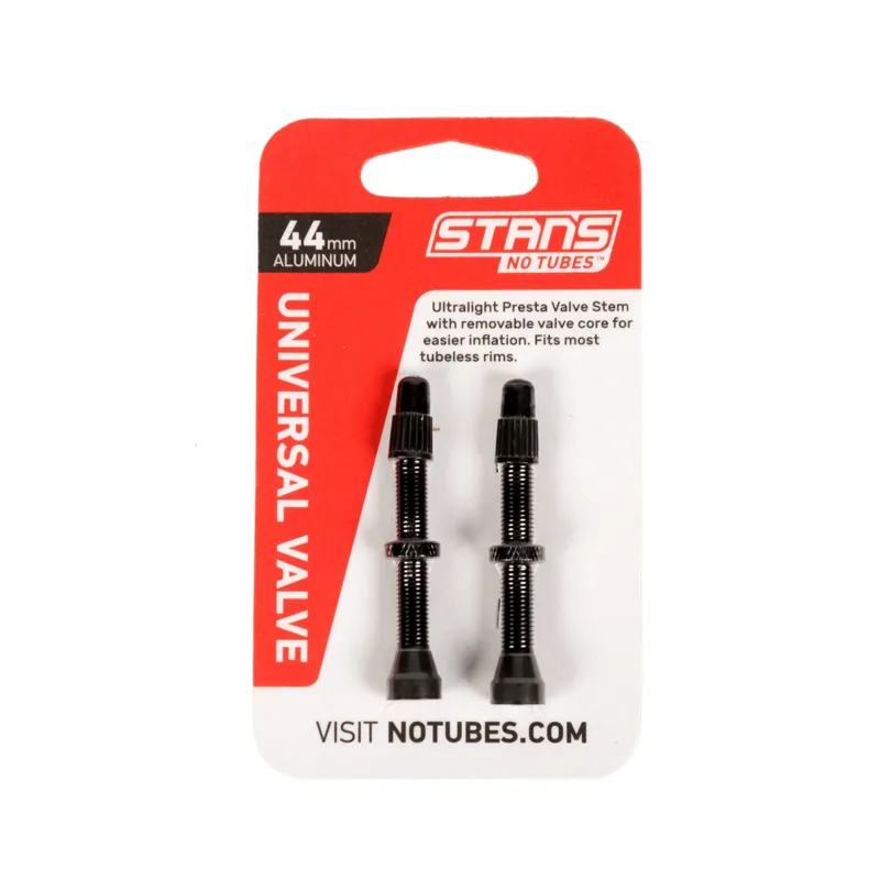 Stans No Tubes Alloy Presta Valves Pair - 44mm - Black